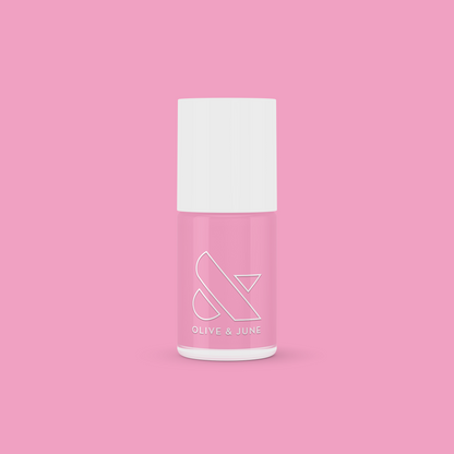 JM gel polish bottle in pinky lavender shade by Olive and June for smooth, long-lasting at-home manicures
