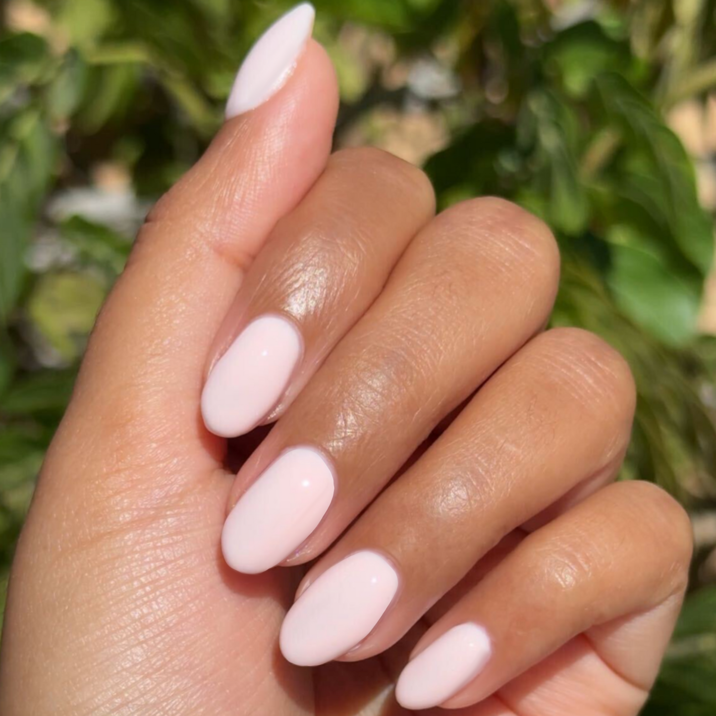 GH - Gel shown on natural nails with smooth, opaque baby pink gel polish for a glowing, versatile at-home manicure