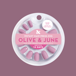 Glossy Tip Rosy French - Press-On | Short | Round false nails with matte rosy base and glossy french tips for easy at-home mani