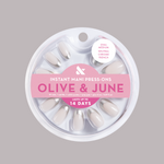 Neutral Chrome French - Press-On | Medium | Oval false nails set in neutral shades with shimmery silver tips for easy at-home mani by Olive and June