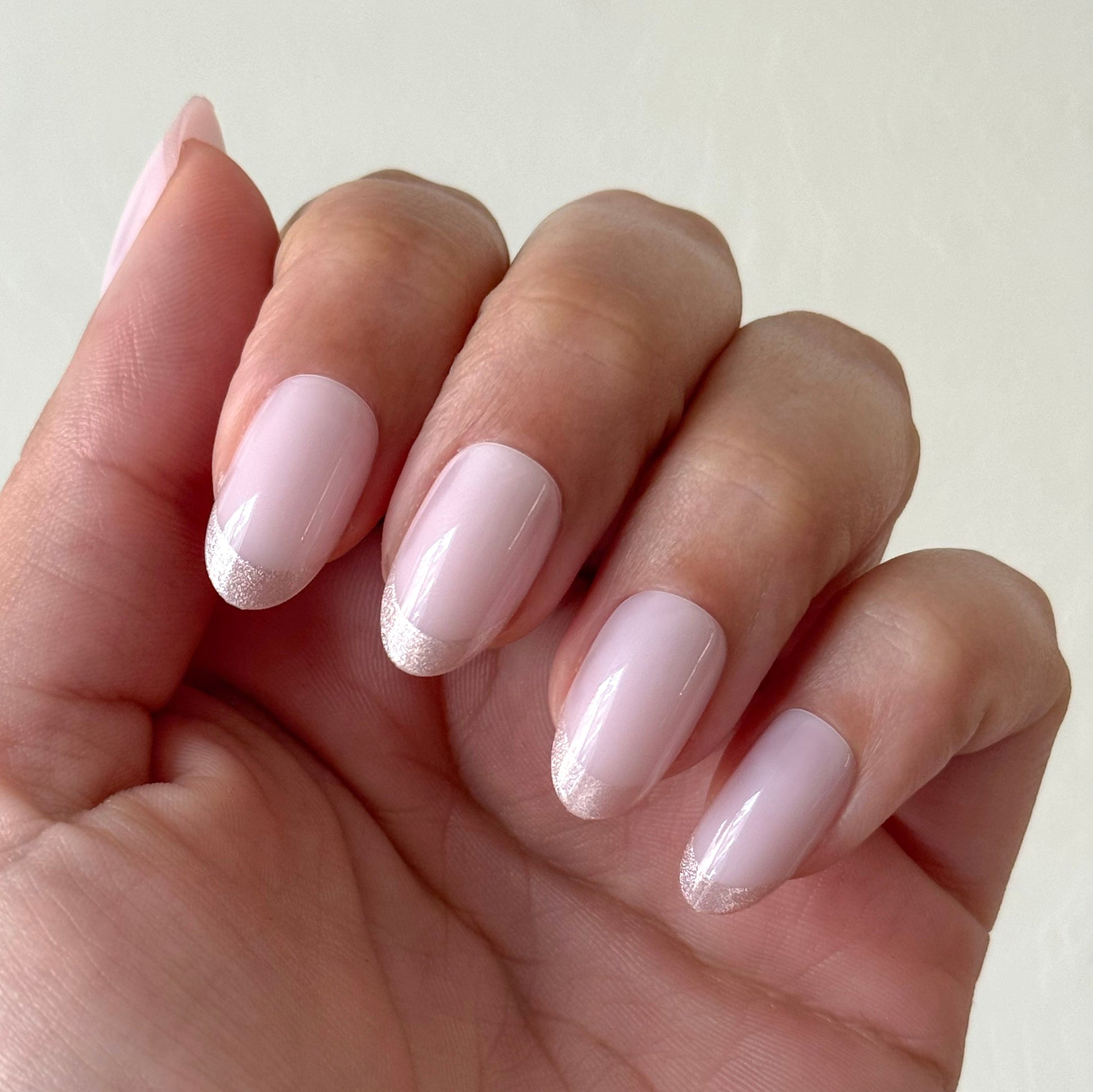 Neutral Shimmer French - Press On | Medium | Oval