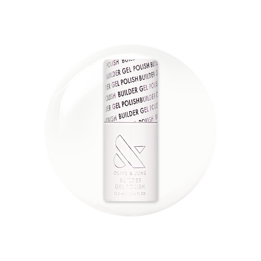 Sugar Glow - Builder Gel showing sheer milky white gel polish bottle on white background for strong manis