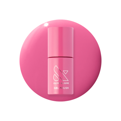 Prom - Gel bottle shown in bold magenta pink for a bright, long-lasting at-home gel manicure by Olive and June